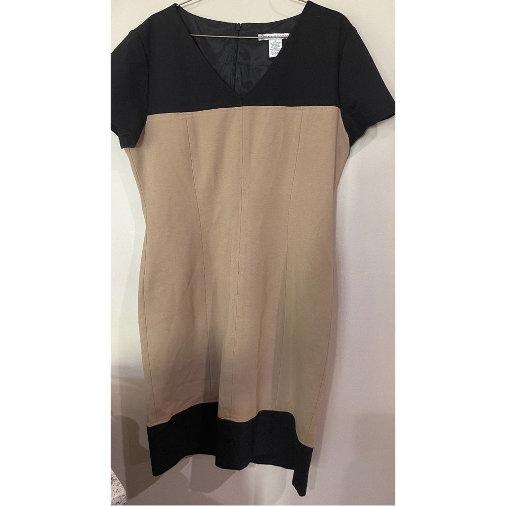 Donna Degnan Womens Casual Sheath Dress Black Tan Block Size 12